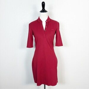Lacoste Size 36/Small Women’s Preppy Polo Slim Fit Shirt Dress in Red